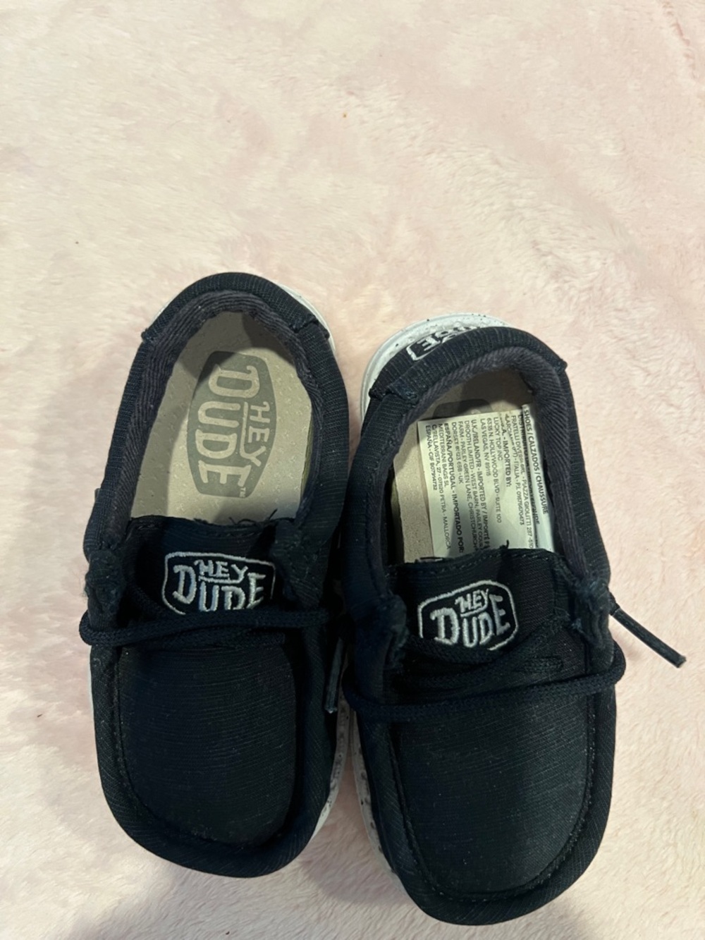 Hey Dude Kids Black Canvas Slip-On Sneakers with White Soles - Picture 4 of 5